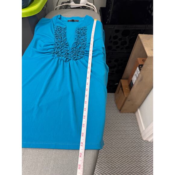 Heart & Soul Blue Ruffle Front Puff Sleeve Tunic Top 3X - Picture 8 of 8